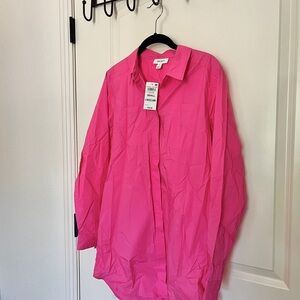 NWT Express oversized Fuchsia Button-Up Shirt